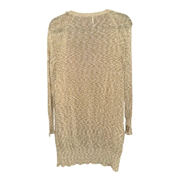Free People Sheer Longline Space Dye Cardigan Size Medium Green Yellow Beige - Image 2