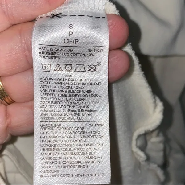 Gap Ivory Hooded Sweatshirt Small Lace Up‎ Side Hoodie Soft Cozy Pullover - Image 7