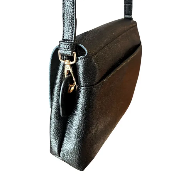 BRAND NEW ~ Small Black Textured Leather ? Cross Body Purse Shoulder Bag - Image 3