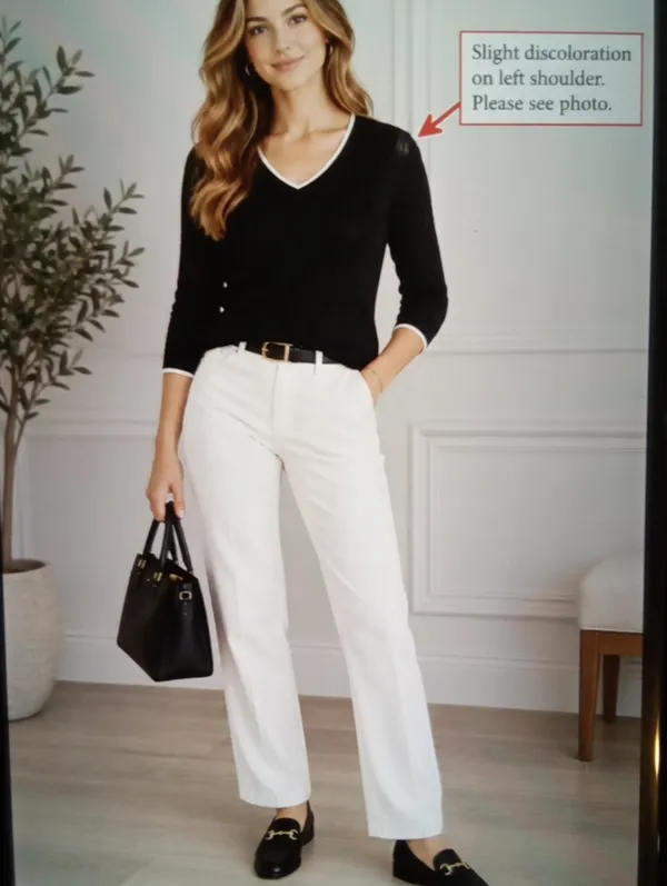 Lauren Ralph Lauren Vintage V Neck Ribbed Knit Preppy Old Money Womens M - Image 8