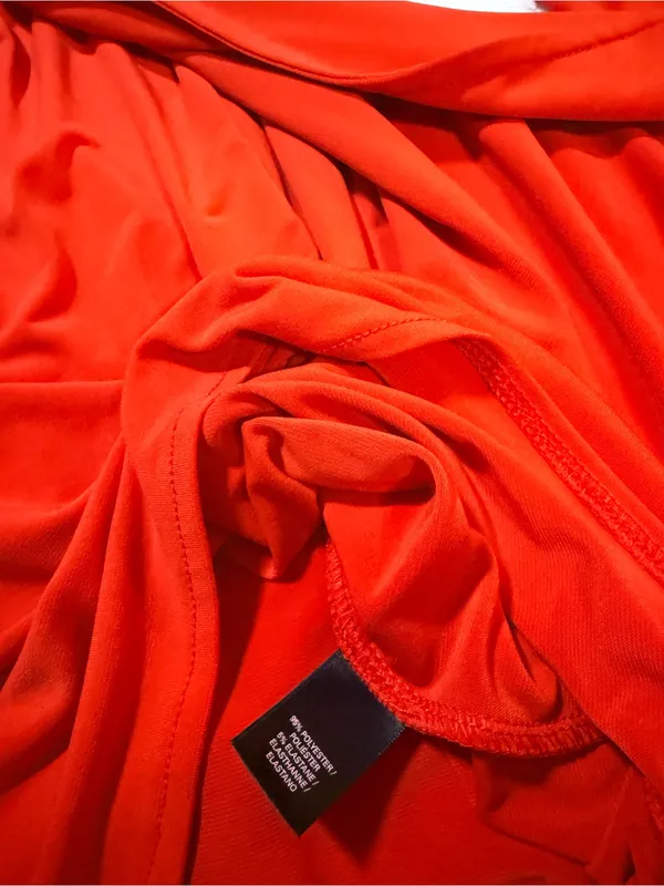Victoria's Secret Red Long-Sleeve Draped Wrap Dress - Image 7