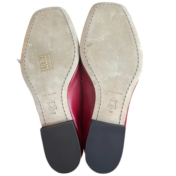 Tory Burch Perrine Loafers Tory Red Leather Square Toe Flats Size 7 - Image 8