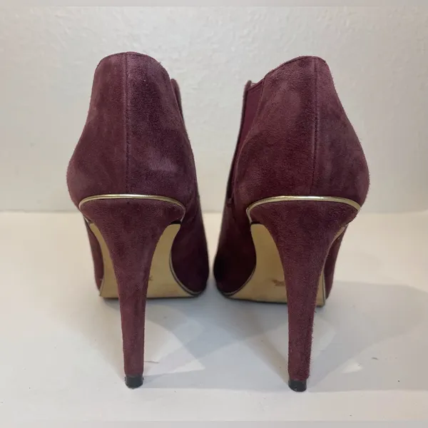 Coach Adrianna Suede Burgundy Peep Toe Heels Ankle‎ Boots Size 5 - Image 7