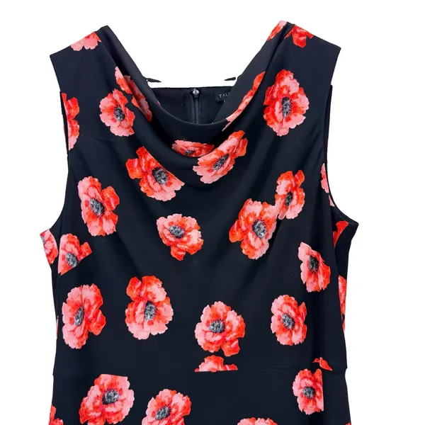 Talbots Coral Poppy Floral Cowl Neck Sleeveless Flare Midi Dress Size 10 - Image 5