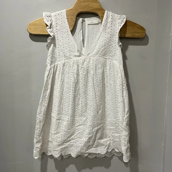 Mustard Seed Dress Lace Ruffle Sleeves Lightweight‎ Shorts Lined Small V Neck - Image 2