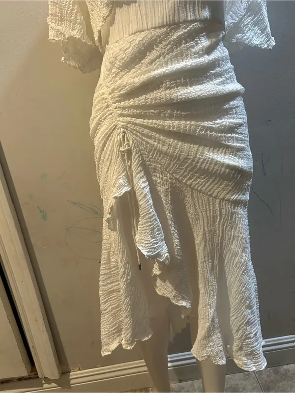 C/MEO Collective White Strapless Ruched Midi Dress - Image 3