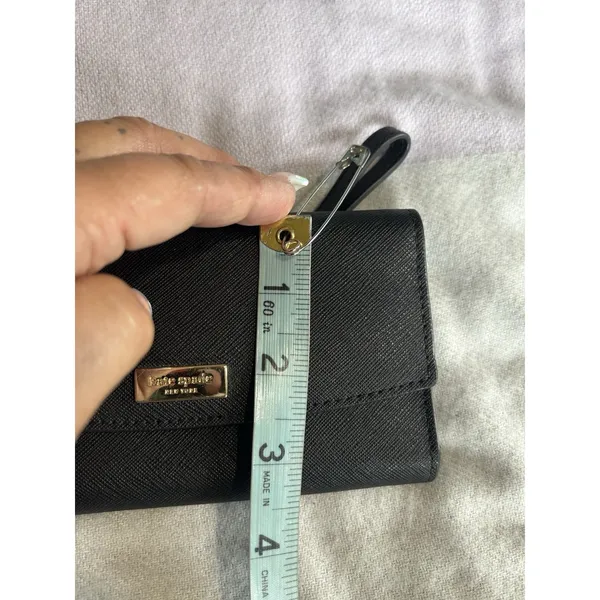 Kate Spade‎ Black Wristlet Wallet Gold Hardware Logo 6.5x3.5 EUC - Image 6