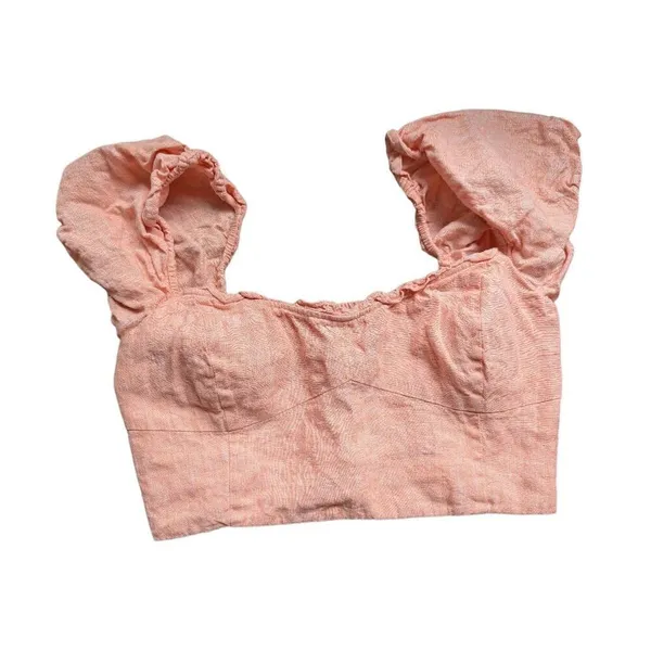 Aritzia Wilfred wander organic linen crop blouse Medium - Image 5