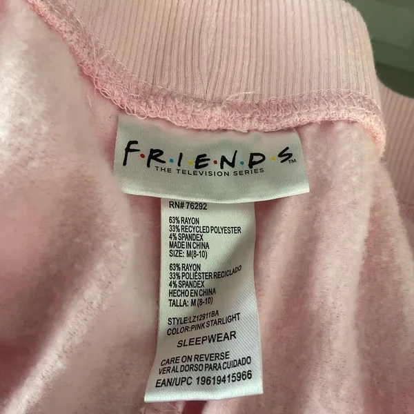 Friends Women Pajama Set Pink Starlight Henley Graphic Joggers Size Medium 8-10 - Image 4