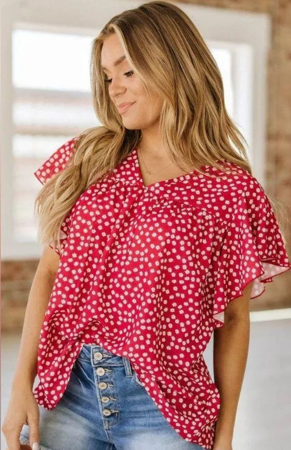 Boutique Ruffle Sleeve Top - Image 2
