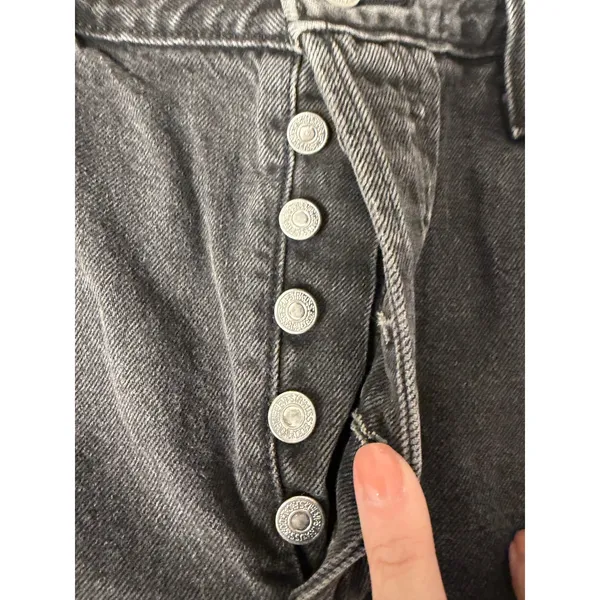 Levis 501 Original High‎ Rise Cut Off Denim Shorts Washed Black Gray W33 - Image 6