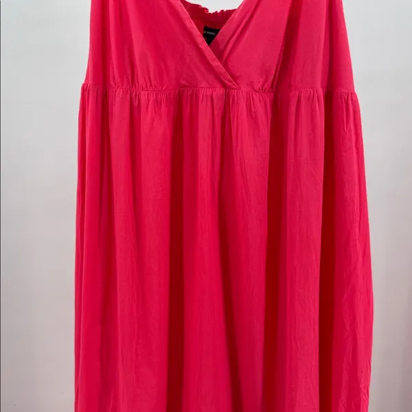 New York & Company Hot Pink sundress maxi tiered Smocked back summer vacation XL - Image 4