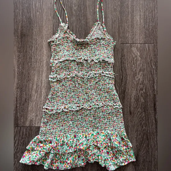 Olivaceous Floral Ruffle Mini Dress S - Image 5