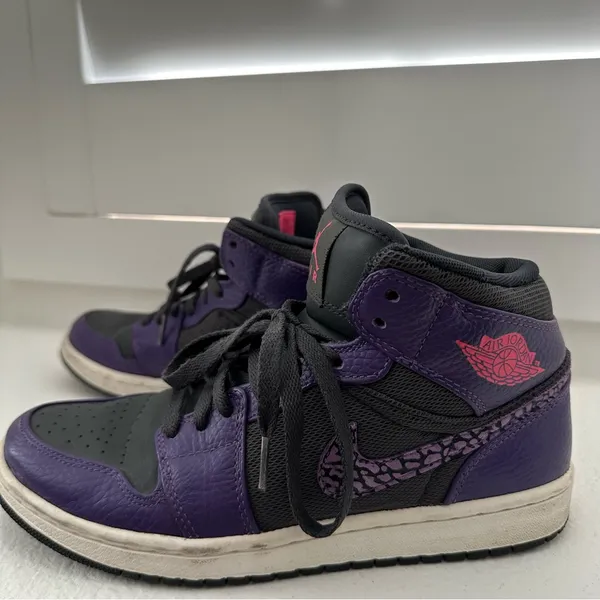 Nike Air Jordan 1 Mid Purple Black Elephant Swoosh Women’s 7.5 - Image 2