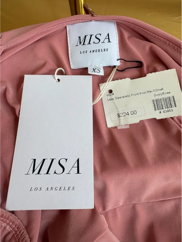 MISA Los Angeles Leza Sleeveless Front Knot Maxi Dress in Dusty Rose, Size XS - Image 5
