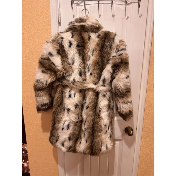 In Wear Faux Fur Coat Jacket Removable Hood Fuzzy No Size - Image 7