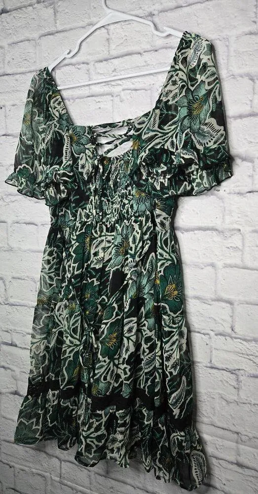 NWT Band Of The Free Maisie floral boho mini dress green medium. - Image 7