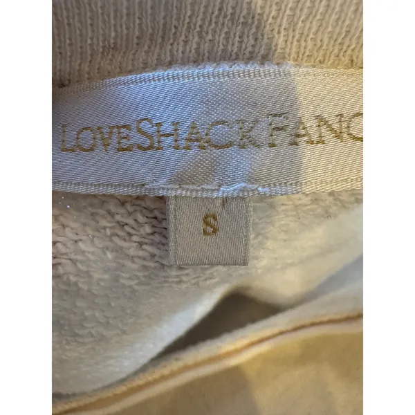LoveShackFancy Sweatshirt Women Small Beige Corinne Ruffle Detail‎ Cropped Boho - Image 9