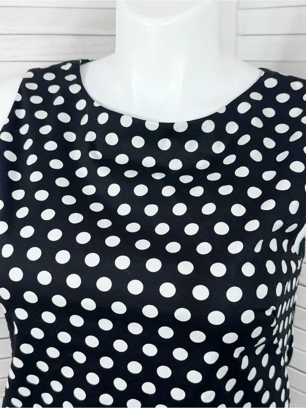 Betsey Johnson Polka Dot Ruffle Hem Sleeveless Sheath Dress Black White 14 - Image 5