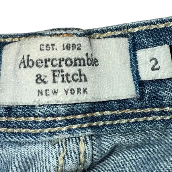 Abercrombie Fitch Jeans women’s sz 2 Blue Button‎ Fly Preppy Thrashed Distressed - Image 2