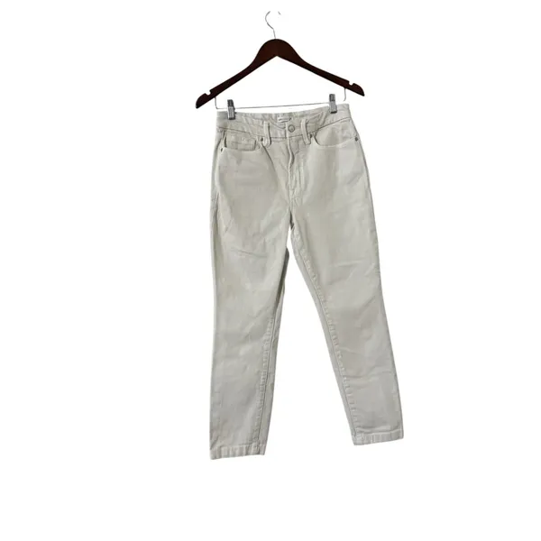 GOOD AMERICAN Classic Bone Straight Cotton High Rise Jeans Pants - Image 5