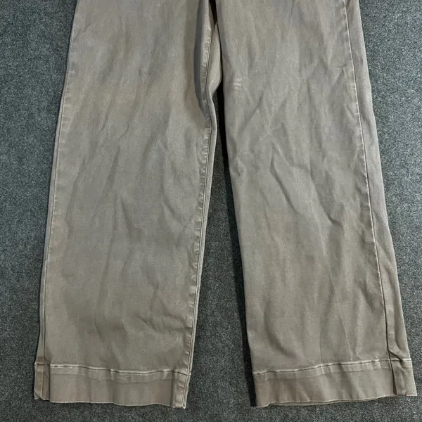 Spanx Stretch Twill Wide Leg Crop Pants Taupe Brown High Rise Button Detail M - Image 8