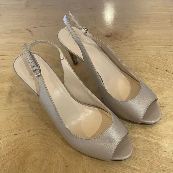 Cole Haan Womens‎ Leather Peep Toe Maya Slingback Heel Pumps Nude Size 9B NWOT - Image 3