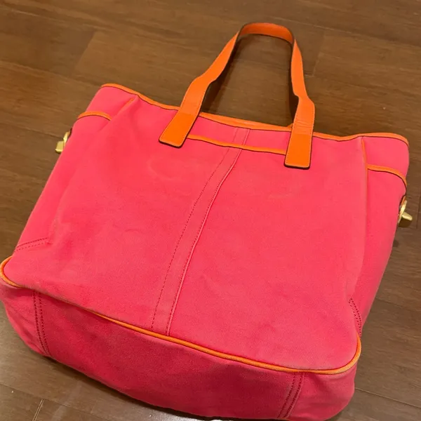 Coach Cashin-Carry Bright Orange Leather Tag Tote Bag - Image 5