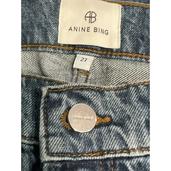 ANINE BING Benson High Rise Straight Leg Jeans Marine Blue Size 27 M $290 - Image 5