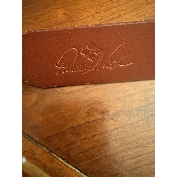 Patricia Nash Women's Vietri Brown Leather Belt Size Medium Logo Pattern - Image 7