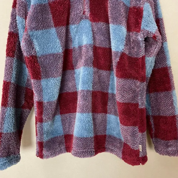 Eddie Bauer Pullover Jacket Plaid Faux Fur Fleece Size Small Sweatshirt Women‎ - Image 7