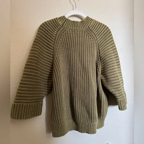 Anthropologie Maeve Mackenzie Chunky‎ Knit Sweater Top Size Small Moss Green - Image 7