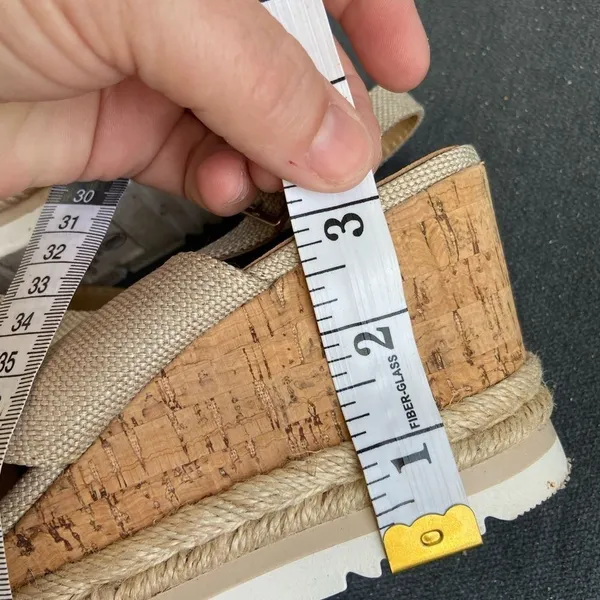 neutral beige espadrille cork platform wedge size 10 - Image 12