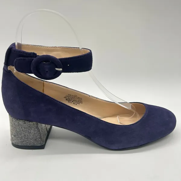 Nine West Heels Womens 6 Purple Suede‎ Leather Glitter Block Heel - Image 4