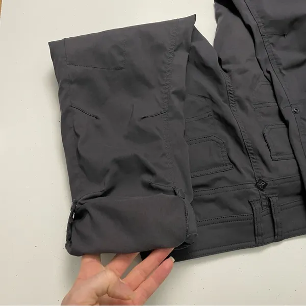 prAna Halle Pant Cargo Convertible Roll Up Stretch Zion Travel Hiking Grey Coal - Image 10