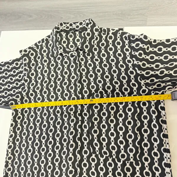 ✨ Zara Black & White Chain Print Button-Down Tunic / Shirt Dress (Size M) ✨ - Image 12