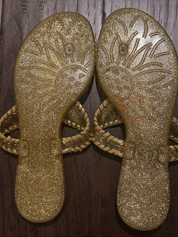 Jack Rogers Gold Glitter Braided Tassel Women's Sandals Size 7 - Image 4