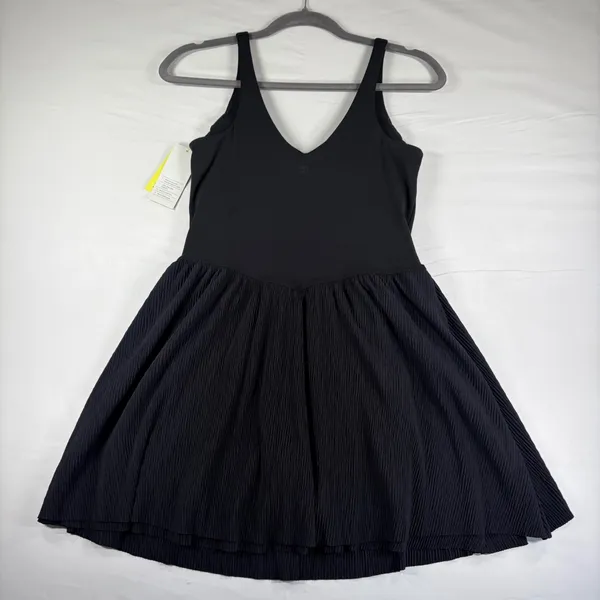 All in Motion Black Pleated Active Dress‎ V-Neck Built-in Shorts Pockets Small - Image 3
