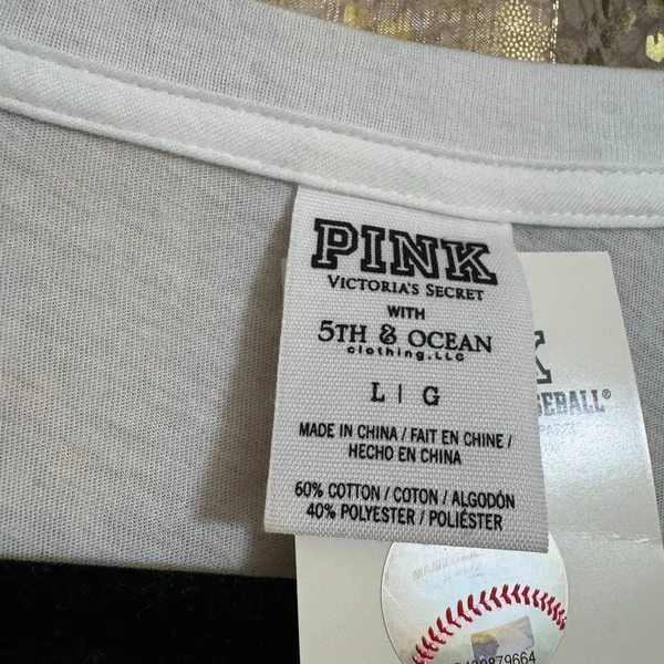 PINK Victorias Secret Los Angeles Dodgers Play Ball V Neck Top Large NWT - Image 6