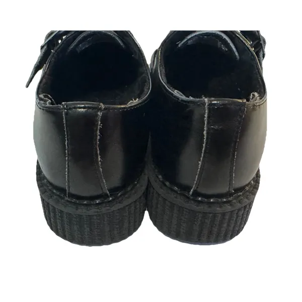 T.U.K Viva Mondo Cow Hair Leather Pointed Creeper Black Shoes Double Buckle 3/5 - Image 6