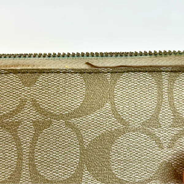 Coach Signature CC Khaki Double Zip Wristlet Wallet F52848 - Image 8