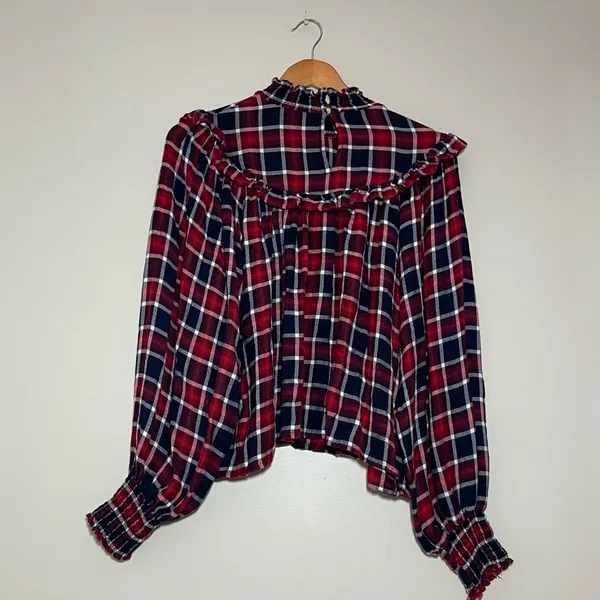 Free People Charlie Ruffle Plaid Top - Image 5