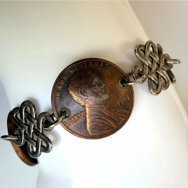 Handmade Penny & Celtic Knot Charm Bracelet - Image 4