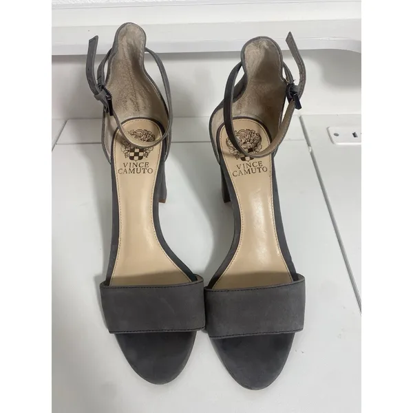 Vince Camuto Corlina Gray Suede Leather Dress Sandal Block Heel Womens Size 7.5M - Image 2