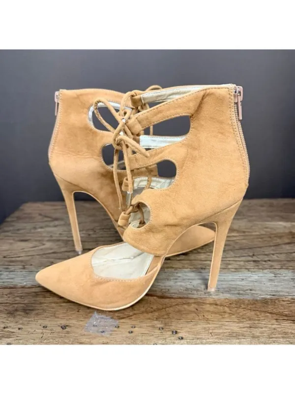 Shoe Republic LA Tan Suede Gladiator Styled Stiletto - Image 7