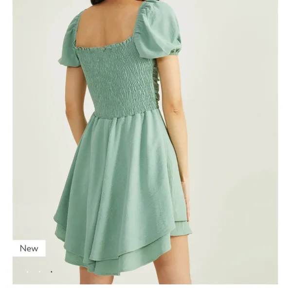 Altard State Sage Green Puff Sleeve Mini Dress - Image 3