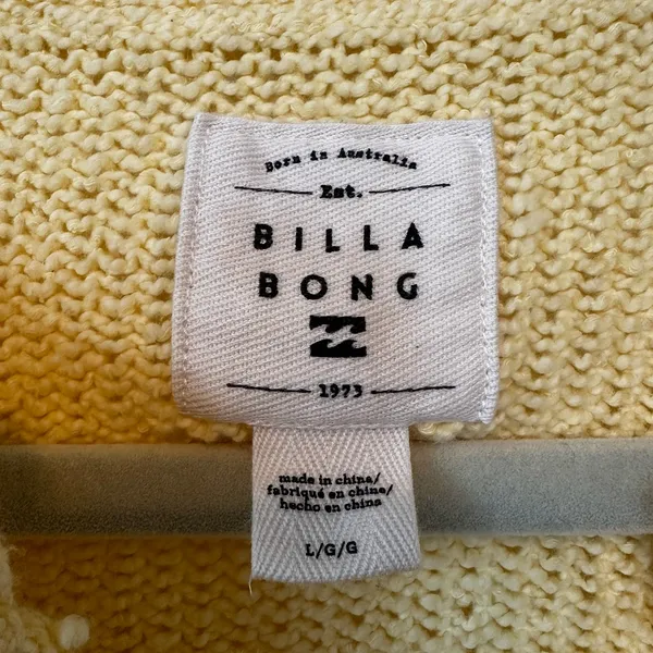 Billabong Womens Henley Sweater Butter Yellow Slouchy Knit Beachy Coastal Large - Image 2