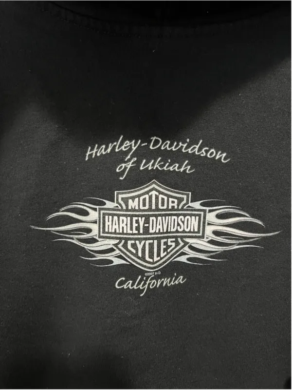 Harley Davidson California Black Hooded Henley Sweatshirt With Logo Front Pocket - Image 6