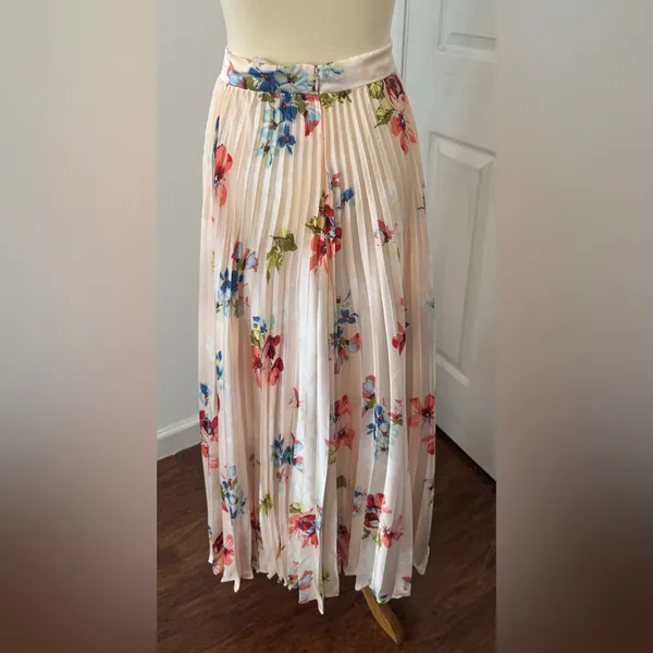 Jill Jill Stuart Floral-Print Pleated Maxi Skirt A Line Boho Cottagecore NWT 14 - Image 4