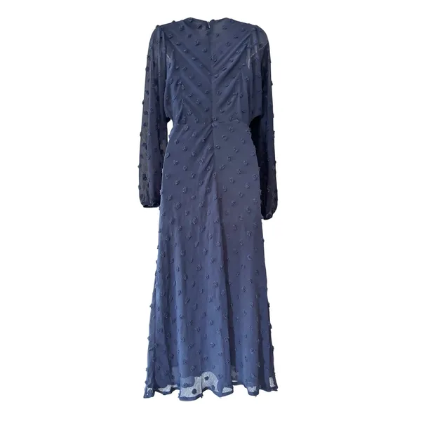 Anthropologie Eri + Ali Michaela Textured Swiss Dot Midi Navy Dress 2 - Image 10